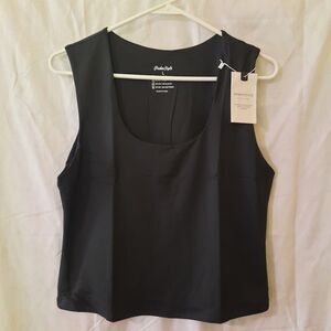 PinkMStyle Square Neck Tank Top Double Layer Workout Top Women's Size Large